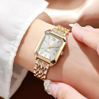 Vintage Rectangle Minimalist Watch | Elegant "Old Money" Gold-Tone Wristwatch