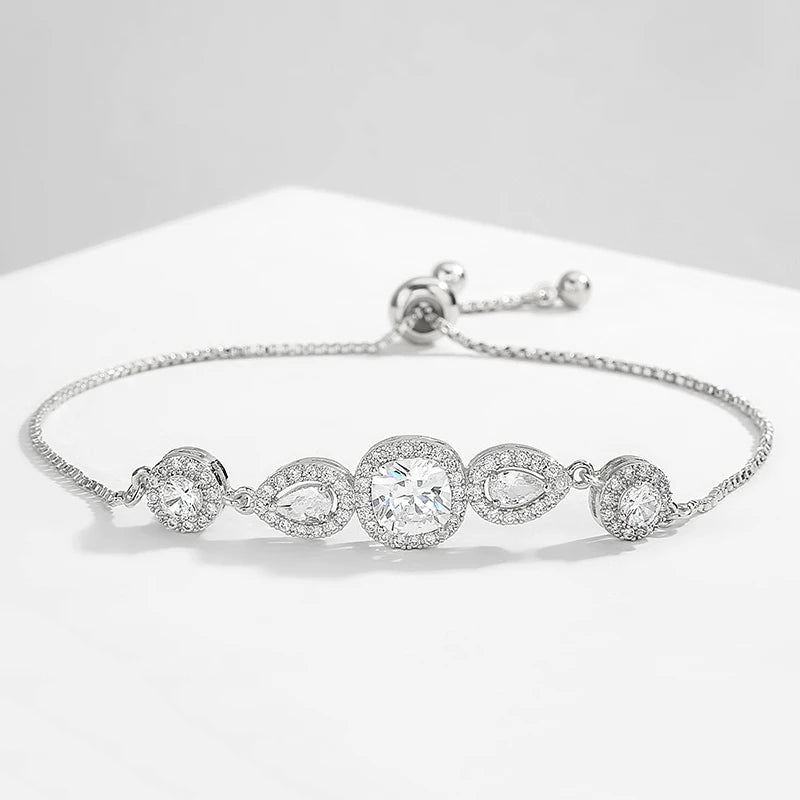 3-Piece Geometric Gold Cuff Bangle Set | AAA+ Cubic Zirconia Prong Setting, Adjustable, Unisex