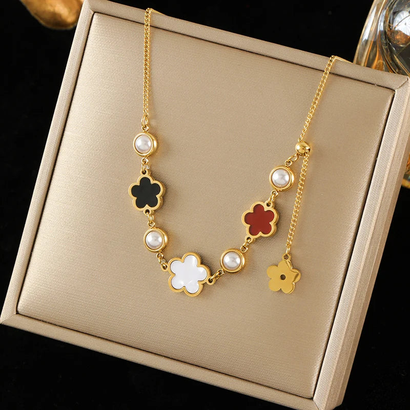 Sparkling Zircon Heart Pendant | Waterproof 316L Stainless Steel Clavicle Necklace