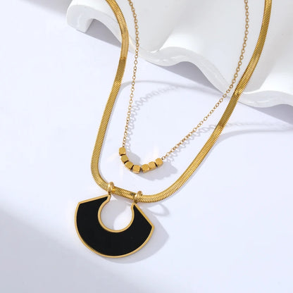 2-Layer Tiger Stripe Pendant Necklace | Waterproof 316L Stainless Steel, Round & Square Pendants