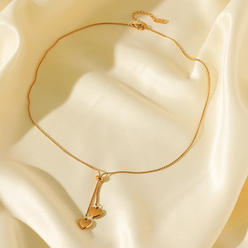Minimalist Love Heart Pendant | Waterproof 316L Stainless Steel Adjustable Gold Necklace