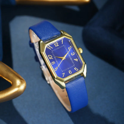 6-Piece Square Watch & Jewellery Set | 29mm Quartz Watch with Leather Strap, Necklace, Bracelet, Ring & Earrings