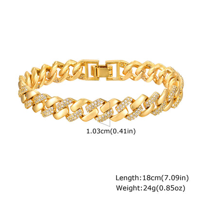 Chunky Paperclip Chain Bracelet | 14K Gold-Plated Cubic Zirconia Stackable Link Bracelet for Women