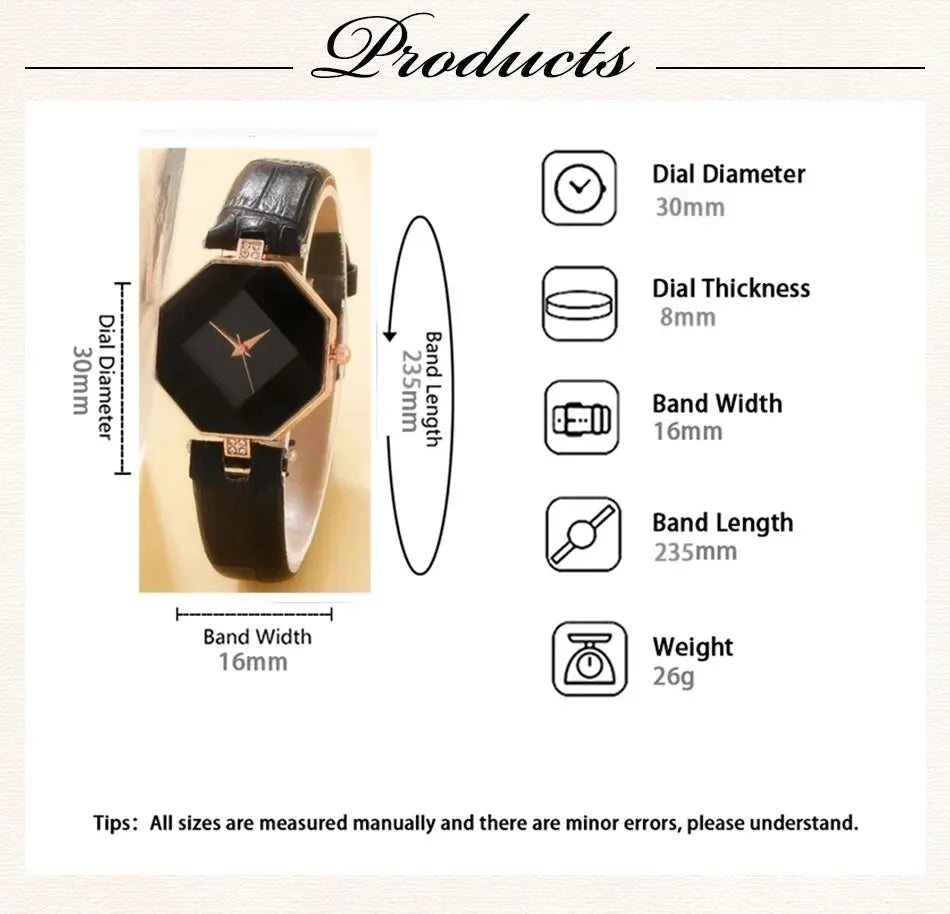 5-Piece Rhinestone Watch & Jewellery Set | Women's Quartz Watch with Necklace, Ring & Earrings