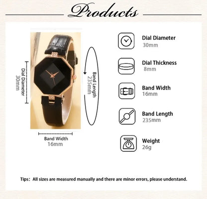 5-Piece Rhinestone Watch & Jewellery Set | Women's Quartz Watch with Necklace, Ring & Earrings