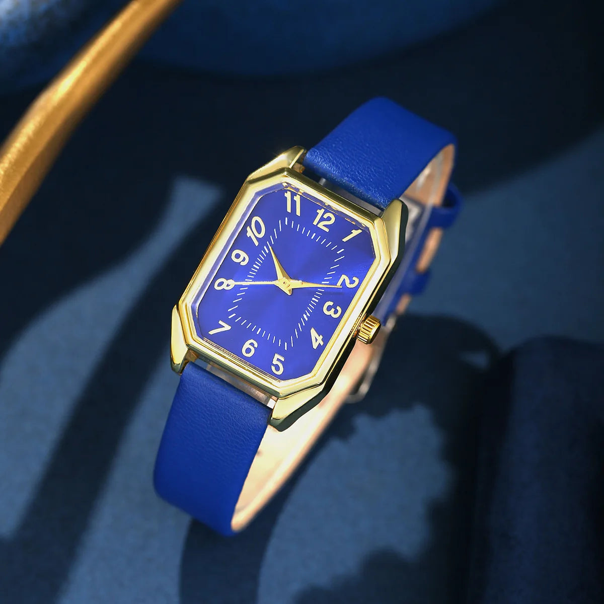 6-Piece Square Watch & Jewellery Set | 29mm Quartz Watch with Leather Strap, Necklace, Bracelet, Ring & Earrings