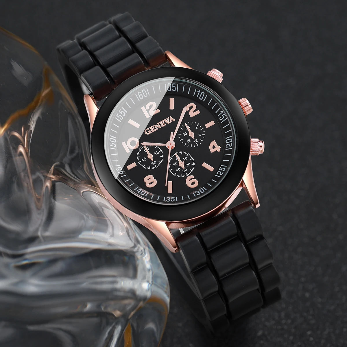 4-Piece Heart Watch & Jewellery Set | 38mm Quartz Watch with Silicone Band, Necklace, Bracelet & Earrings