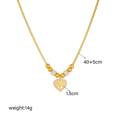 Heart-Shaped "Tree of Life" Choker | Waterproof 316L Stainless Steel Beaded Necklace