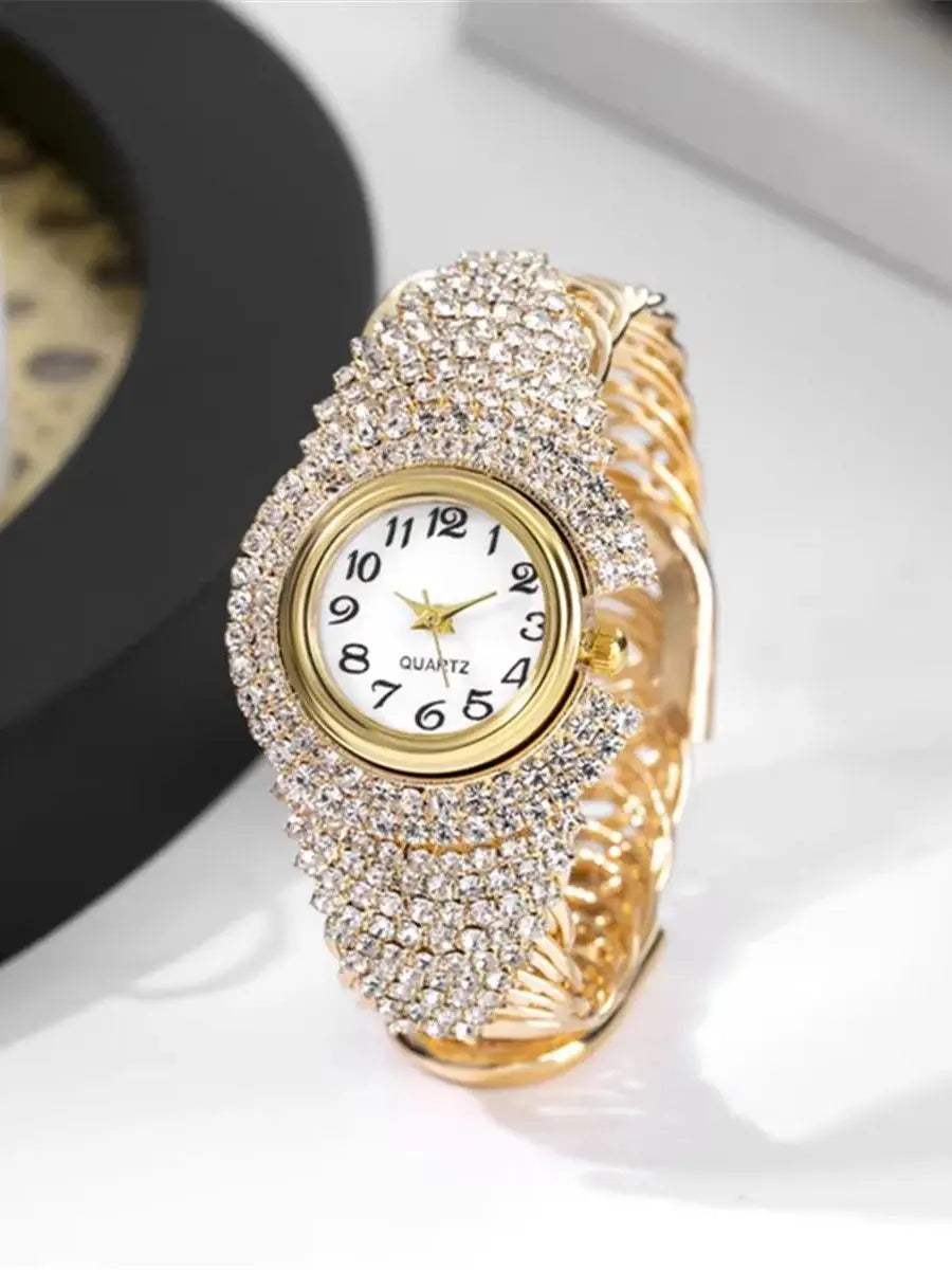 Roman Numeral Bracelet Watch | Crystal-Inlaid Stainless Steel Timepiece