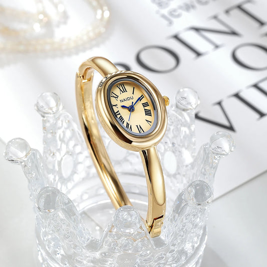 Gold-Tone Roman Numeral Bangle Watch | Minimalist Ladies' Timepiece