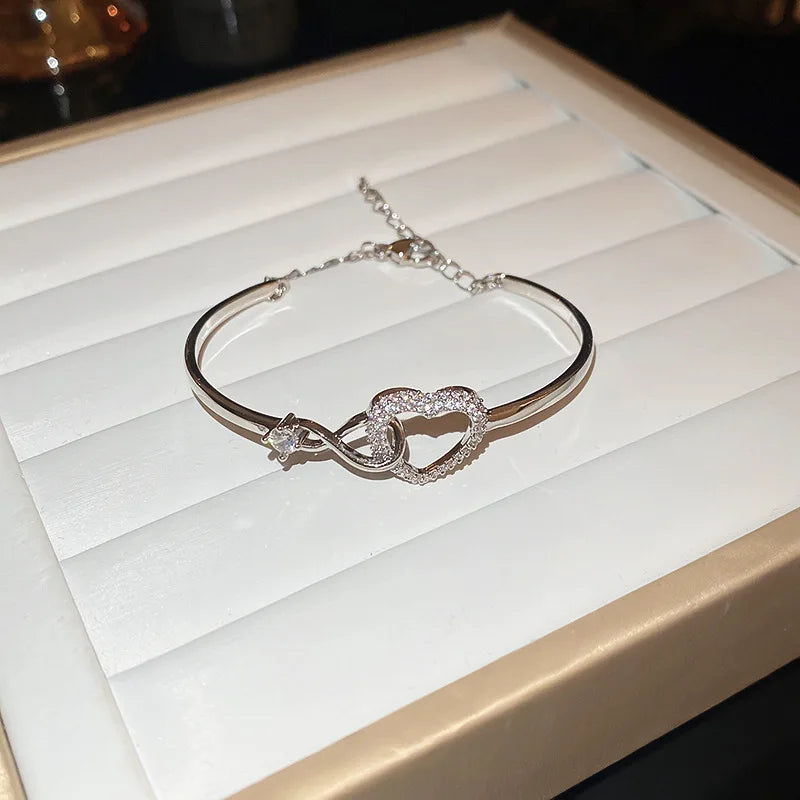 Elegant Golden Knot Cuff | Exquisite Full Zircon Minimalist Bangle for Weddings & Special Occasions