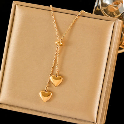 Minimalist Love Heart Pendant | Waterproof 316L Stainless Steel Adjustable Gold Necklace