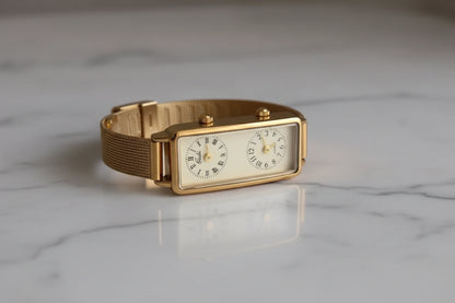 Irregular Minimalist Watch | Gold-Tone 24mm Numberless Dial with Slim Leather Strap & Japanese Quartz