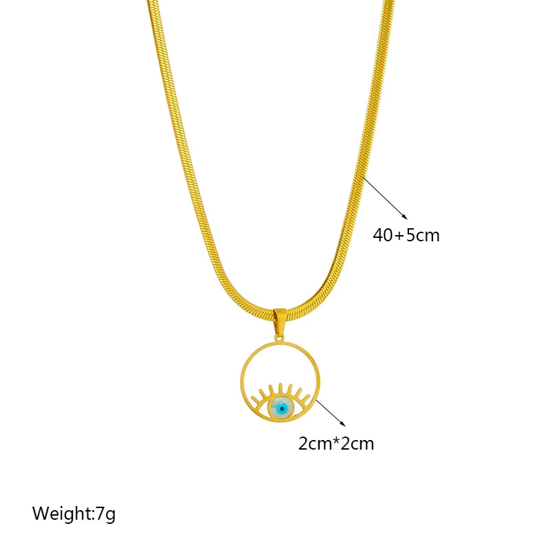 Heart Eye & Butterfly Multi-Motif Necklace | Waterproof 316L Stainless Steel Gold Link Chain