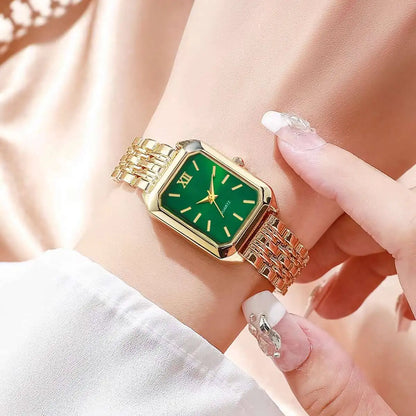 Vintage Rectangle Minimalist Watch | Elegant "Old Money" Gold-Tone Wristwatch