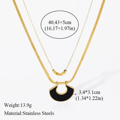 2-Layer Tiger Stripe Pendant Necklace | Waterproof 316L Stainless Steel, Round & Square Pendants