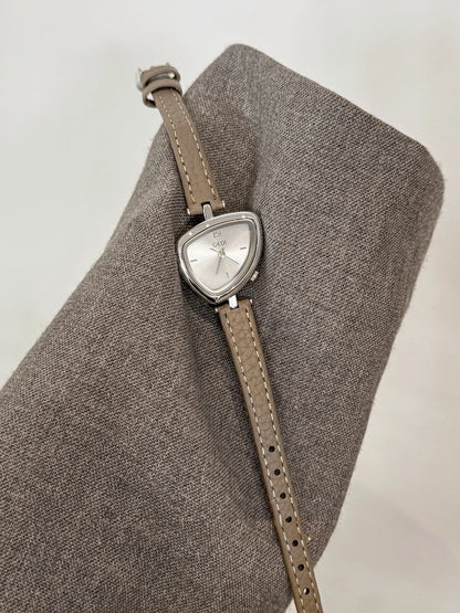 Asymmetric Micro-Dial Watch | 24mm Numberless Dial with Slim Leather Strap