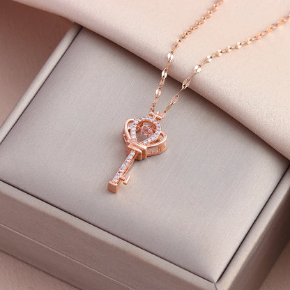 Heart Pendant Necklace | Waterproof 316L Stainless Steel Gold Clavicle Chain, 40cm+5cm