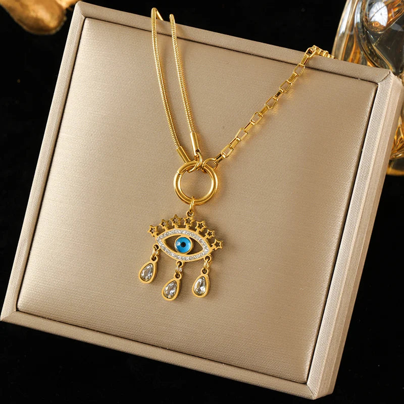 Sparkling Zircon Heart Pendant | Waterproof 316L Stainless Steel Clavicle Necklace