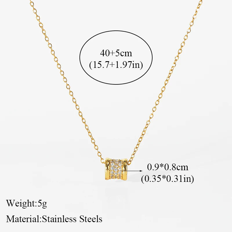 Sparkling Zircon Heart Pendant | Waterproof 316L Stainless Steel Clavicle Necklace