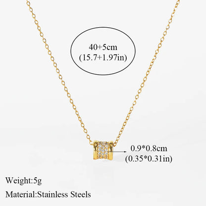 Sparkling Zircon Heart Pendant | Waterproof 316L Stainless Steel Clavicle Necklace