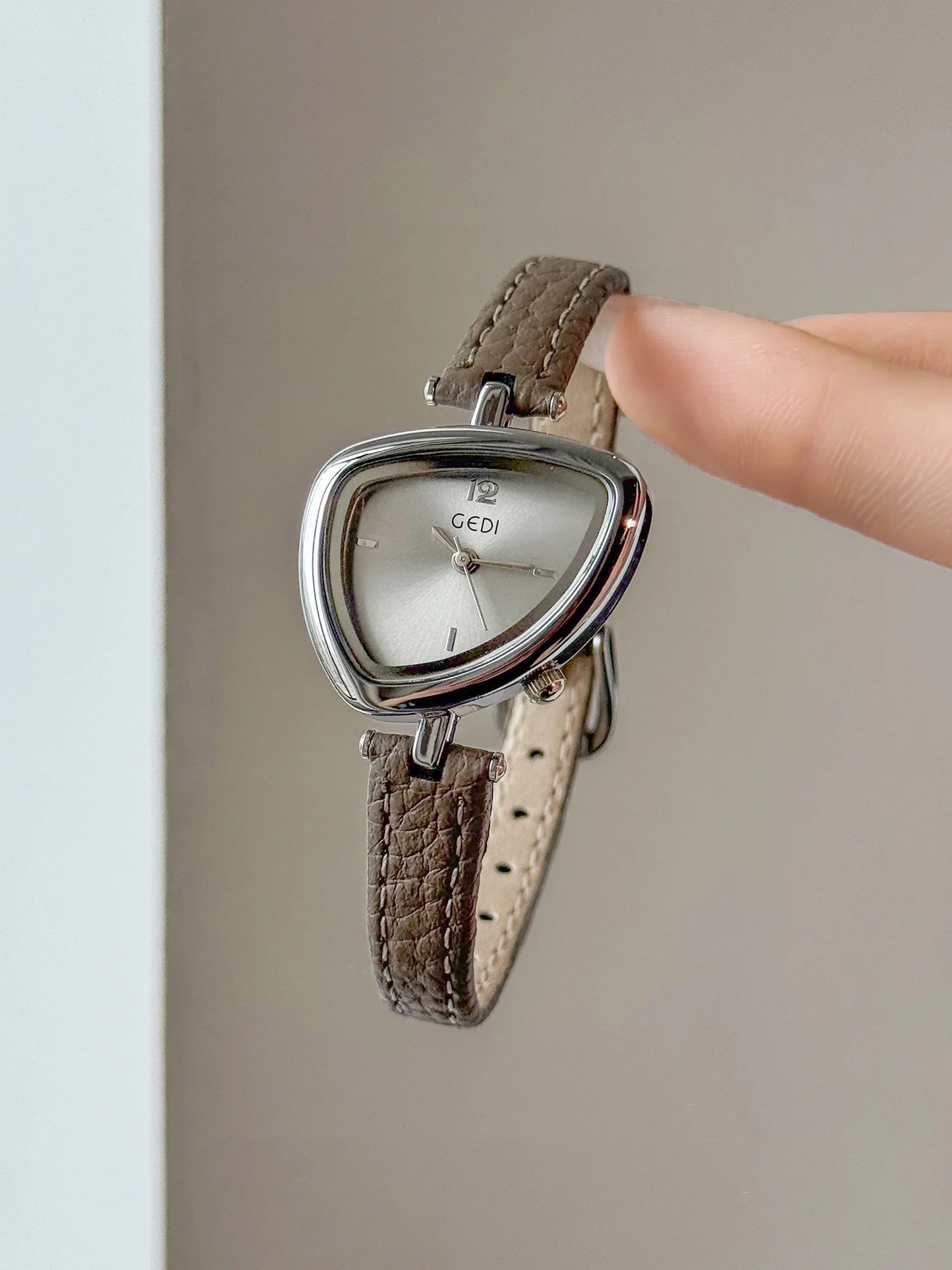 Asymmetric Luxe Dainty Watch | Elegant Minimalist Leather Strap Micro-Dial Timepiece