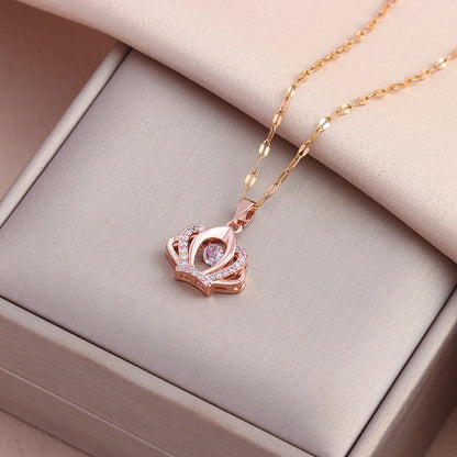 Heart Pendant Necklace | Waterproof 316L Stainless Steel Gold Clavicle Chain, 40cm+5cm