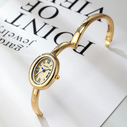 Gold-Tone Roman Numeral Bangle Watch | Minimalist Ladies' Timepiece