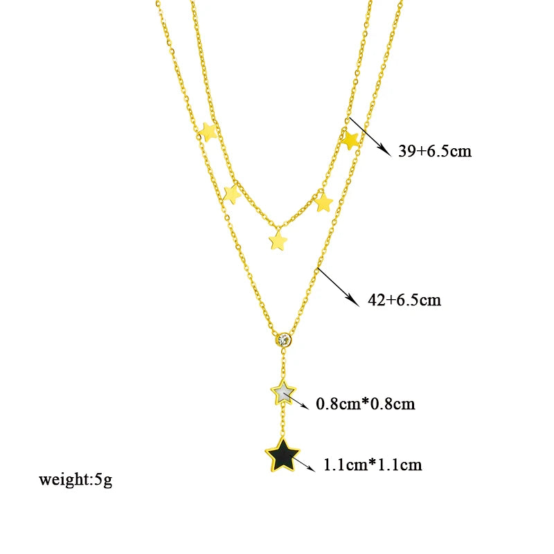 Heart Eye & Butterfly Multi-Motif Necklace | Waterproof 316L Stainless Steel Gold Link Chain