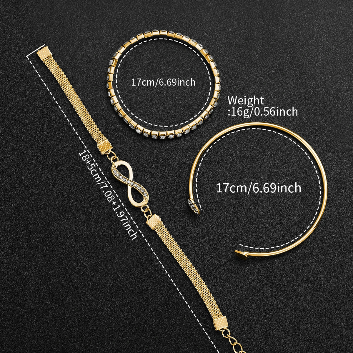 Dainty Small Dial 4-Piece Watch & Stackable Bracelet Set | Gold-Tone Quartz Wristwatch