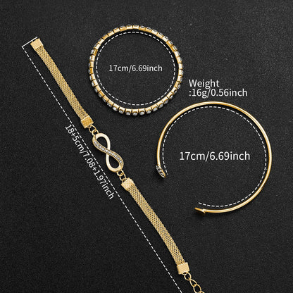 Dainty Small Dial 4-Piece Watch & Stackable Bracelet Set | Gold-Tone Quartz Wristwatch