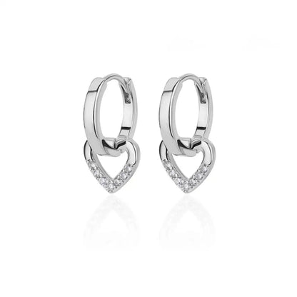 Hollow Zircon Heart Studs | Waterproof Gold Stainless Steel Screw-Back Earrings