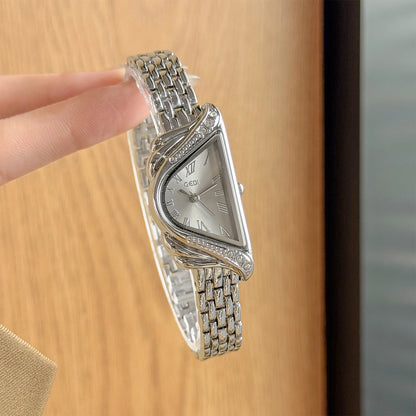 Asymmetric Micro-Dial Bracelet Watch | 20mm Roman Numeral Stainless Steel Timepiece