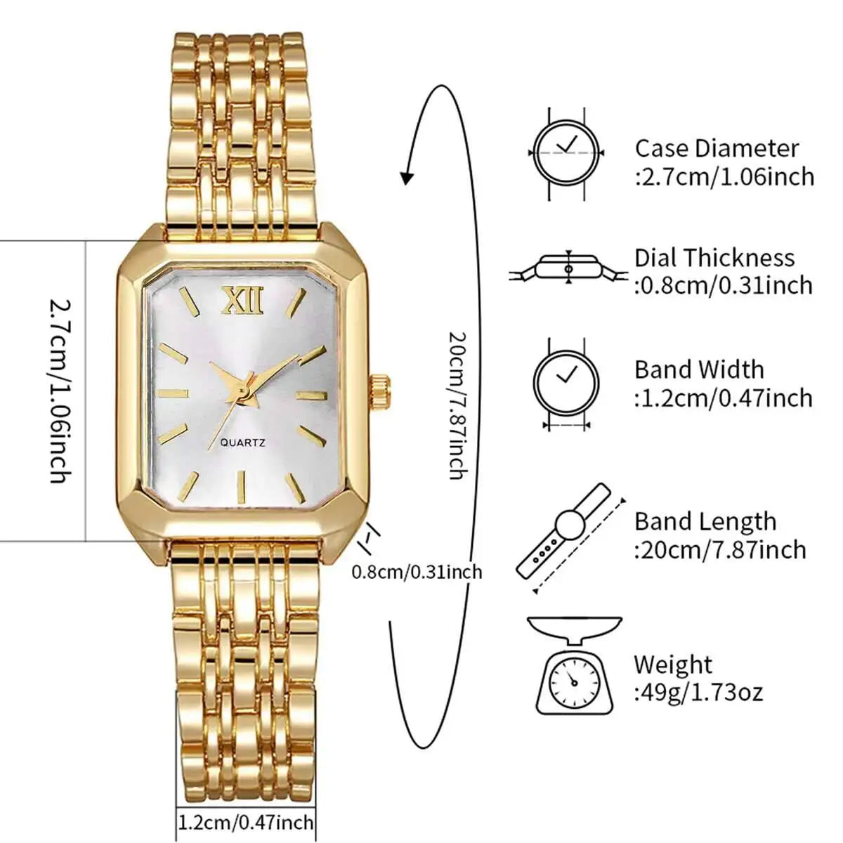 Vintage Rectangle Minimalist Watch | Elegant "Old Money" Gold-Tone Wristwatch