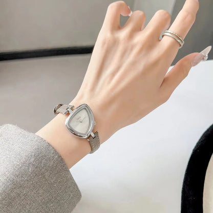 Asymmetric Micro-Dial Watch | 24mm Numberless Dial with Slim Leather Strap