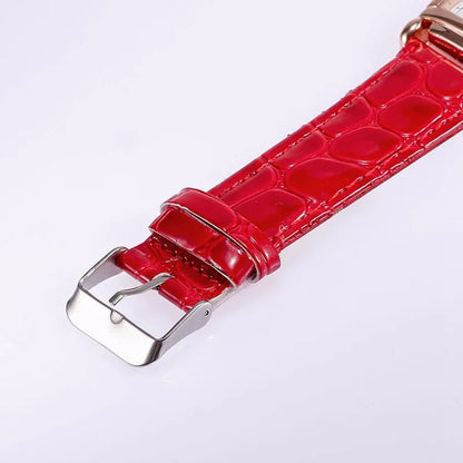 Rose Gold Square Watch | 28mm Arabic Numeral Dial with PU Leather Strap