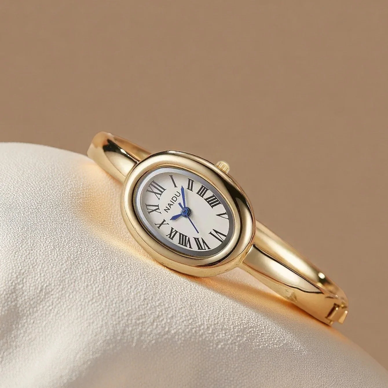 Gold-Tone Roman Numeral Bangle Watch | Minimalist Ladies' Timepiece