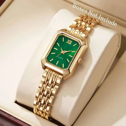 Vintage Rectangle Minimalist Watch | Elegant "Old Money" Gold-Tone Wristwatch