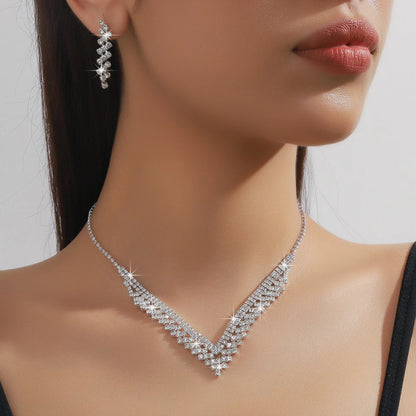 Silver Claw Chain 4-Piece Jewellery Set | Wedding & Banquet Necklace, Bracelet & Earrings