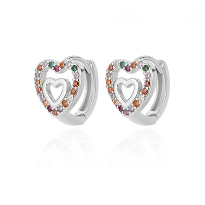 Hollow Zircon Heart Studs | Waterproof Gold Stainless Steel Screw-Back Earrings