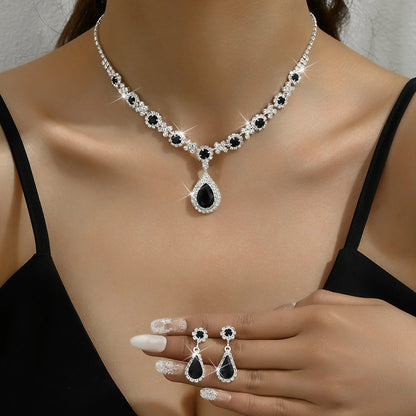 Crystal Teardrop 3-Piece Jewellery Set | Pendant Necklace & Earrings for Weddings & Evening Events