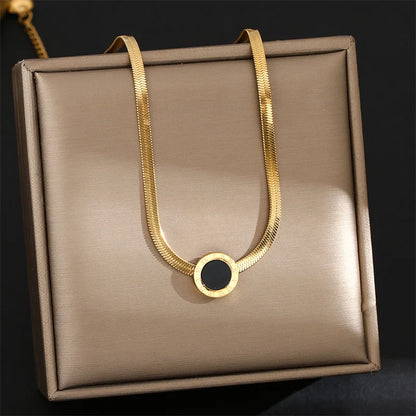 4-Piece Roman Numeral Jewellery Set | 316L Stainless Steel Gold-Tone Necklace, Earrings, Bracelet & Ring