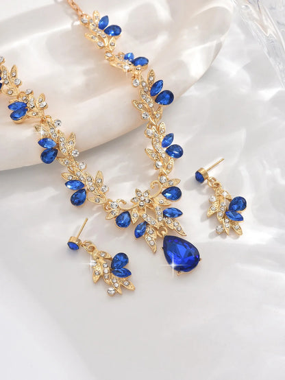 3pcs Waterdrop Choker Necklace & Earring Set for Women | Crystal Collar for Prom, Bridal & Wedding