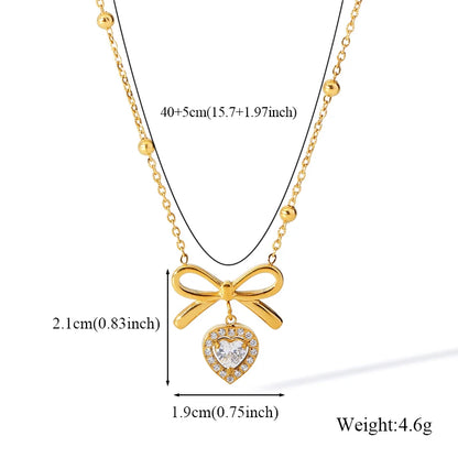 Sparkling Zircon Heart Pendant | Waterproof 316L Stainless Steel Clavicle Necklace