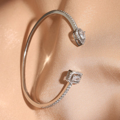 3-Piece Geometric Gold Cuff Bangle Set | AAA+ Cubic Zirconia Prong Setting, Adjustable, Unisex