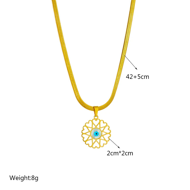 Heart Eye & Butterfly Multi-Motif Necklace | Waterproof 316L Stainless Steel Gold Link Chain