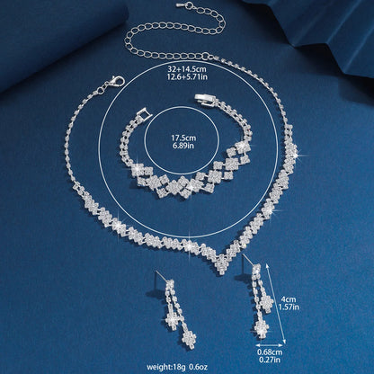 Silver Claw Chain 4-Piece Jewellery Set | Wedding & Banquet Necklace, Bracelet & Earrings