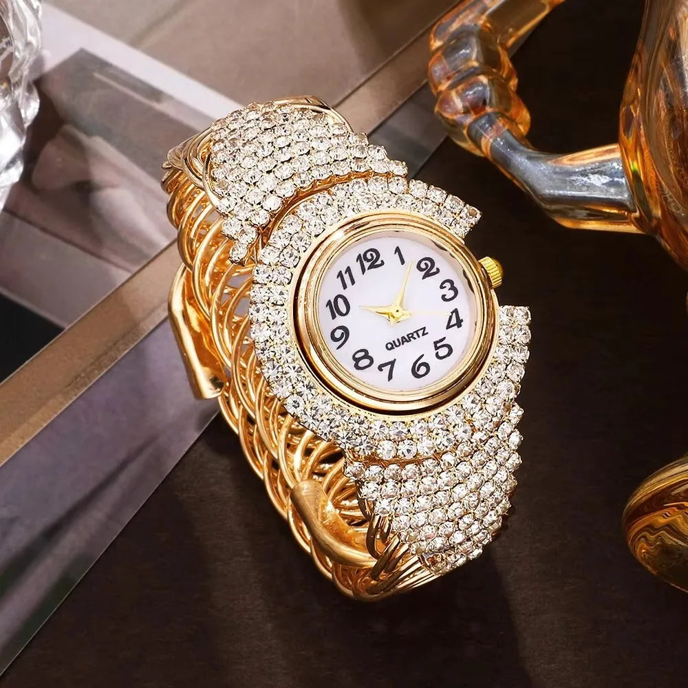 Roman Numeral Bracelet Watch | Crystal-Inlaid Stainless Steel Timepiece