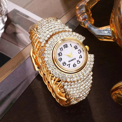 Roman Numeral Bracelet Watch | Crystal-Inlaid Stainless Steel Timepiece