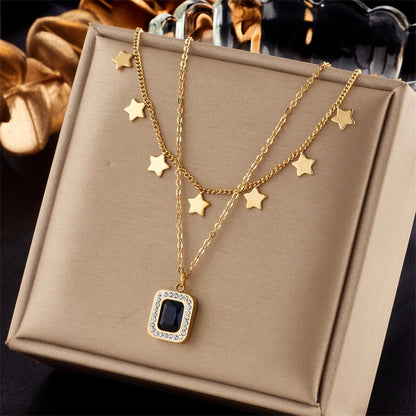 Heart Eye & Butterfly Multi-Motif Necklace | Waterproof 316L Stainless Steel Gold Link Chain